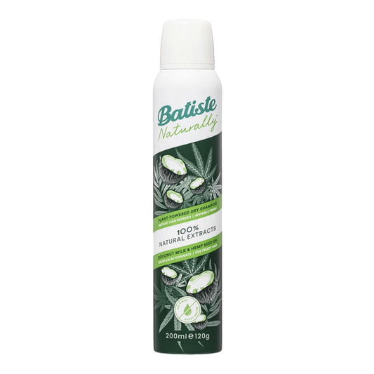 Batiste Dry Shampoo with Coconut Milk & Hemp – 200ml, oil-absorbing, sulfate-free, for limp or oily hair