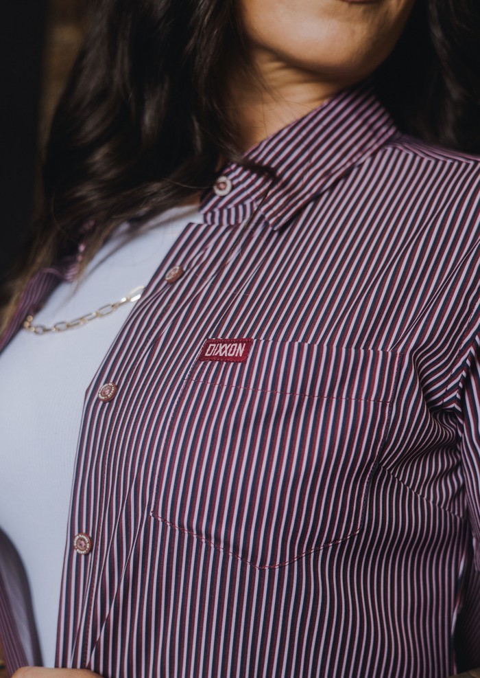 Benny Triple Stripe Women's Short Sleeve - Maroon