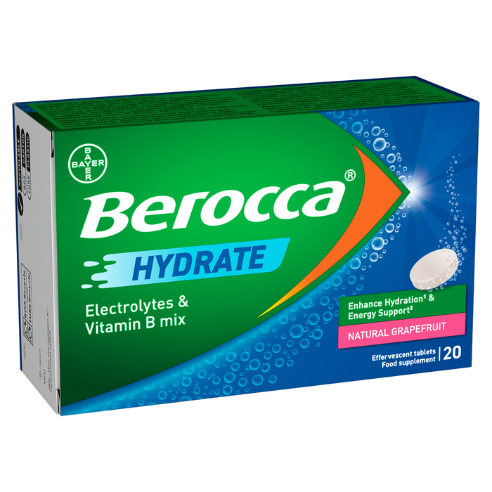 Berocca Hydrate Grapefruit Flavour 20 Effervescent Tablets