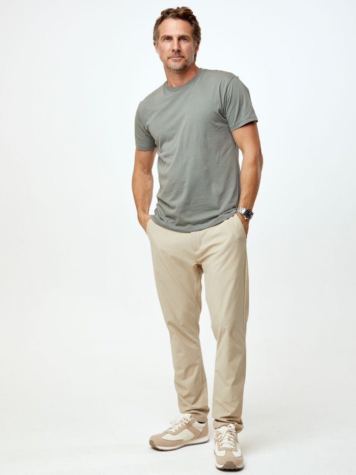Ariel is 6'1, 175lbs and wears a size M # Best Sellers Crew T-Shirt 6-Pack with Mercury Green | Fresh Clean Threads