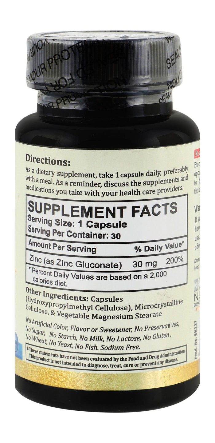 BIOBOLIC NUTRITION zinc 30mg 30s - Makkah Pharmacy