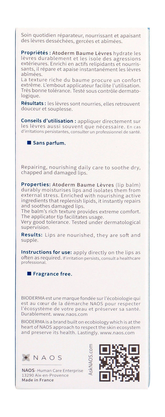 Bioderma Atoderm Levres Hypoallergenic Restorative Lip Balm for Dry & Chapped Lips, 1 Piece - Makkah Pharmacy