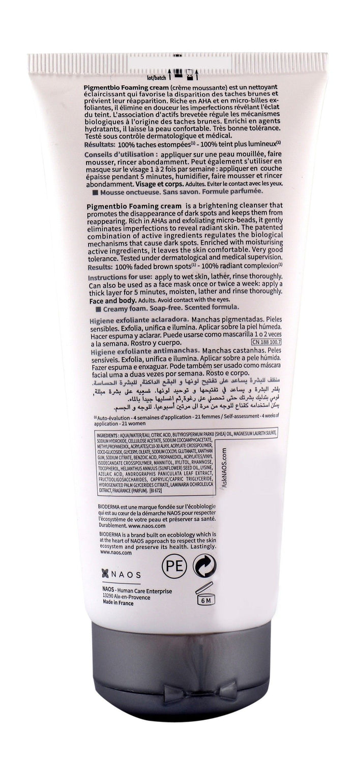 Bioderma Pigmentbio Face & Body Foaming Cream Cleanser for Dark Spots & Sensitive Skin, 200ml - Makkah Pharmacy