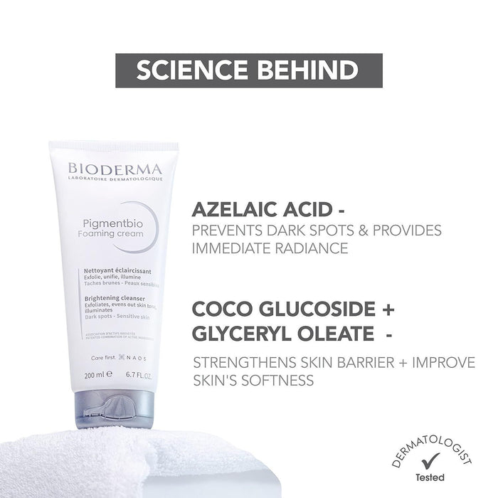 Bioderma Pigmentbio Face & Body Foaming Cream Cleanser for Dark Spots & Sensitive Skin, 200ml - Makkah Pharmacy
