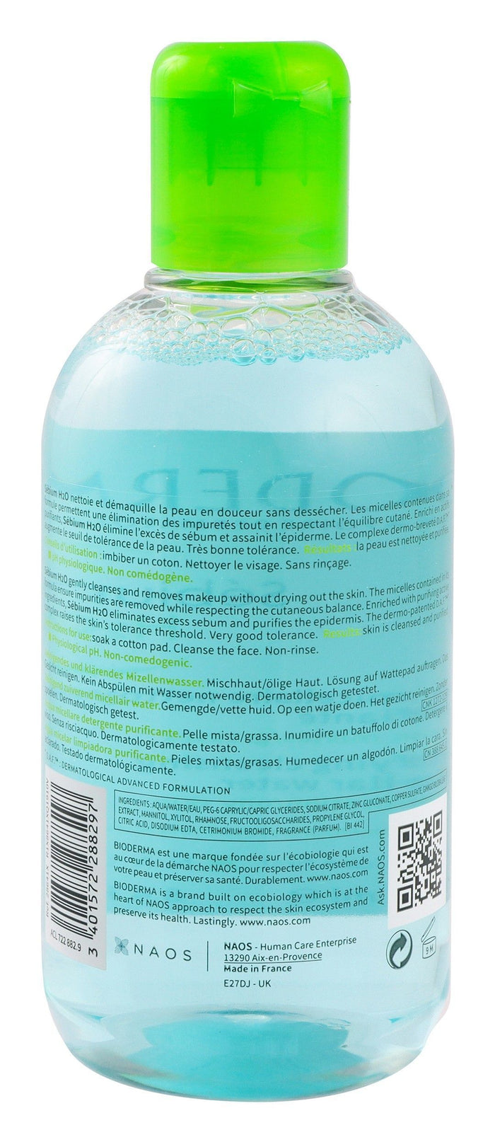 Bioderma Sebium H2O Hypoallergenic Purifying Cleansing Micellar Water, 250ml - Makkah Pharmacy