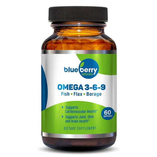 Blueberry omega 3-6-9 fish flax Borage - 60 Softgels Blueberry Naturals
