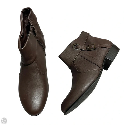 Boots Ankle Heels By Comfortview In Brown, Size: 10