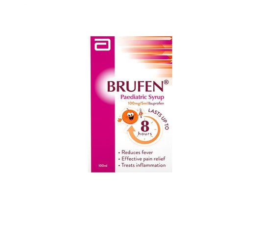 Brufen 100mg/5ml Ibuprofen Antipyretic, Analgesic & Anti-Inflammatory Syrup, 100ml