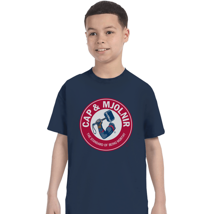 Shirts T-Shirts, Youth / XL / Navy Cap And Mjolnir