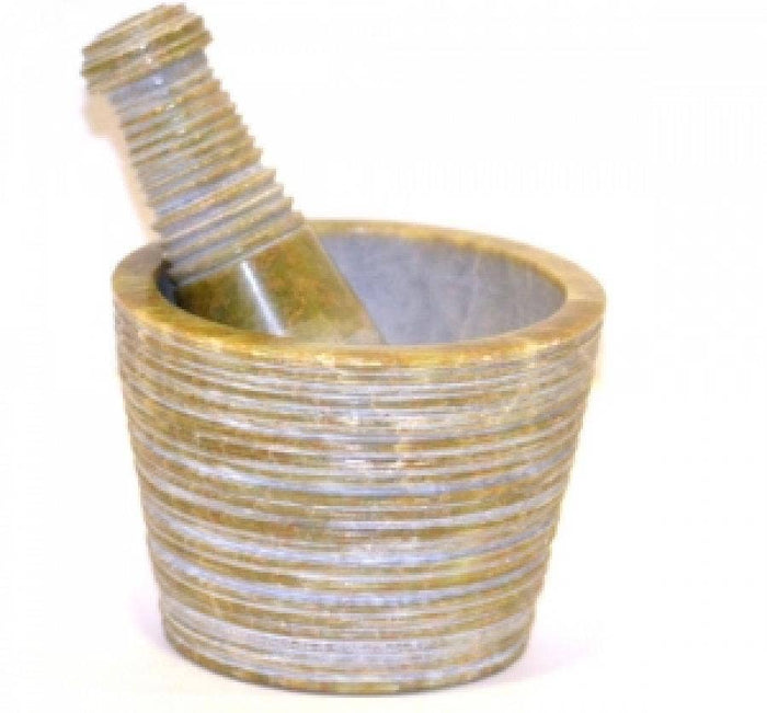 Carved Mortar & Pestle 3"h 4"d