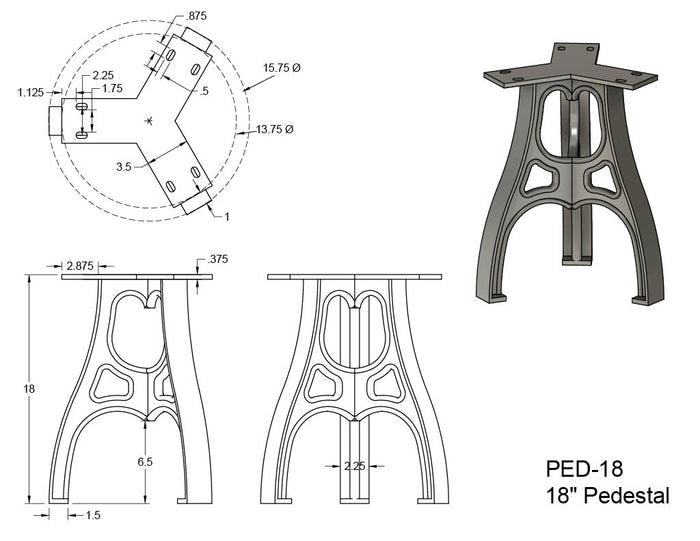 Cast Aluminum Pedestal Base (Eiffel)