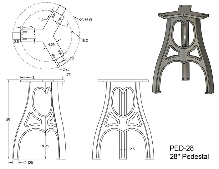 Cast Aluminum Pedestal Base (Eiffel)
