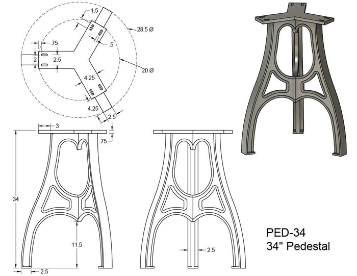 Cast Aluminum Pedestal Base (Eiffel)