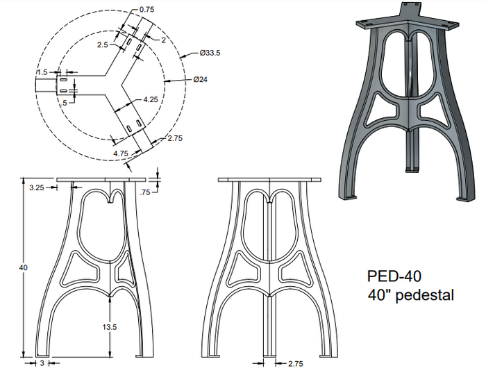 Cast Aluminum Pedestal Base (Eiffel)