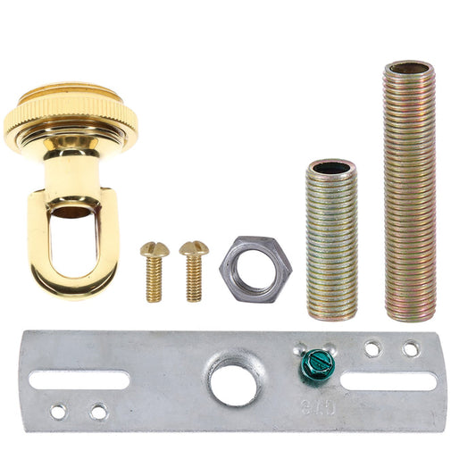 Cast Brass Polished & Lacquered Screw Collar Canopy Set, 1/4 F Tap, Mounting Hardware Kit (10951)