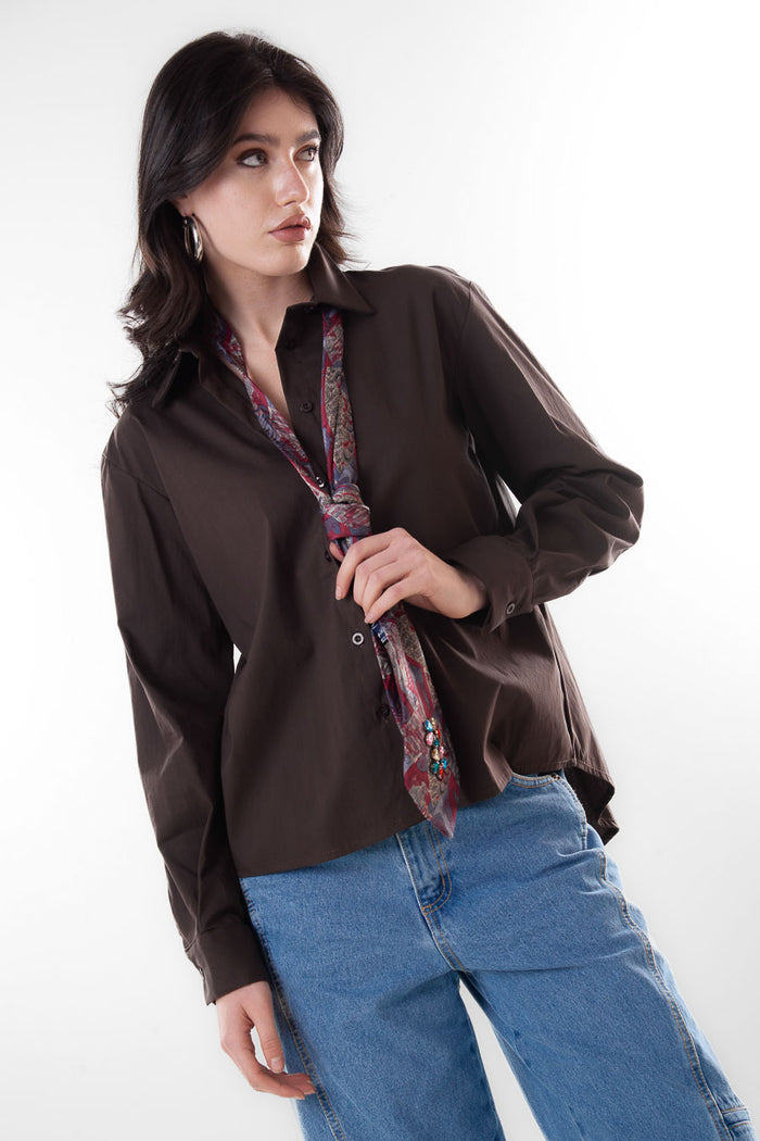 Classic button down structured shirt blouse wholesale