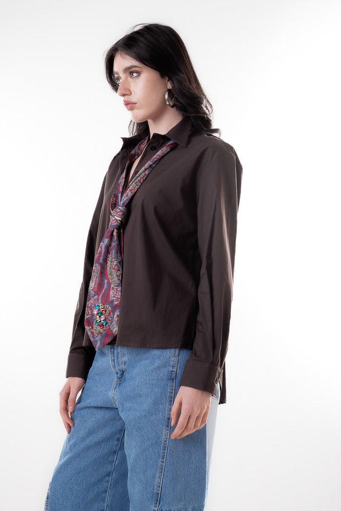 Classic button down structured shirt blouse wholesale