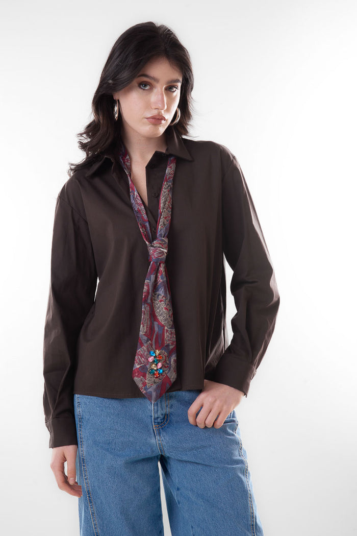 Classic button down structured shirt blouse wholesale
