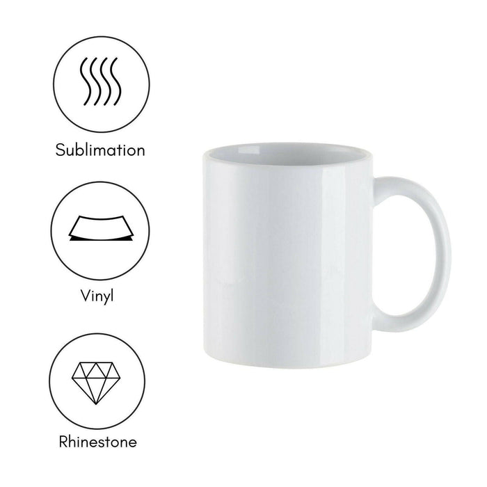 Craft Express 6 Pack 11oz Ceramic Sublimation Mugs – White Glossy Blanks.