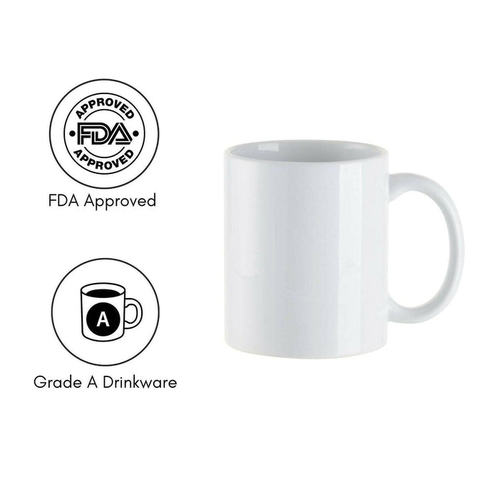 Craft Express 6 Pack 11oz Ceramic Sublimation Mugs – White Glossy Blanks.