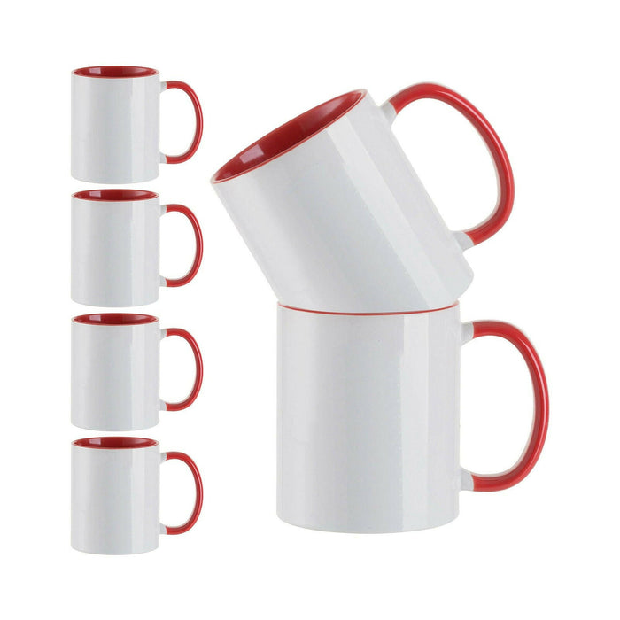 Craft Express 6 Pack 11oz Ceramic Sublimation Mugs – White Glossy Blanks.