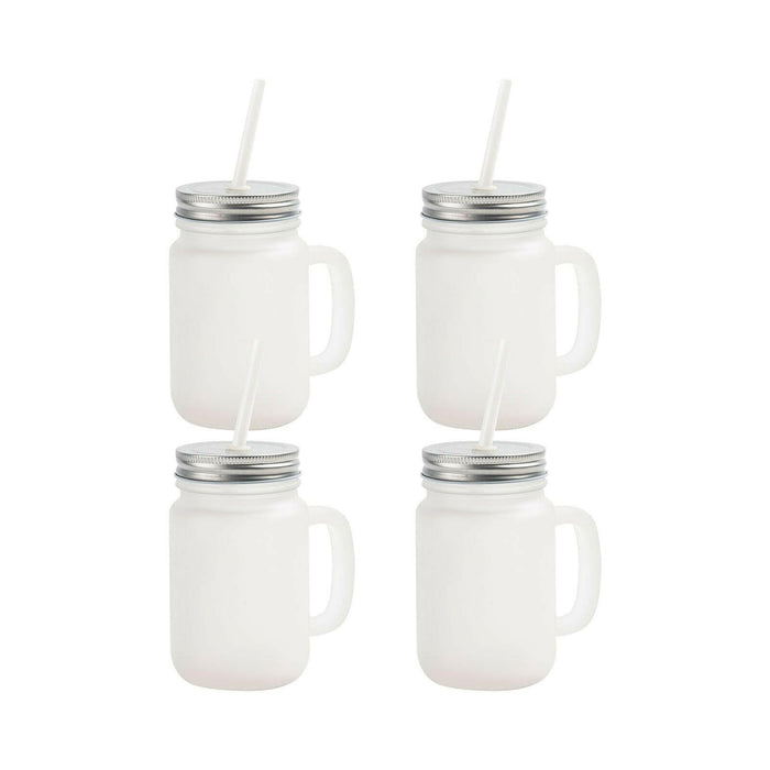 Craft Express 4 Pack 12oz Frosted Mason Jars with Straws.