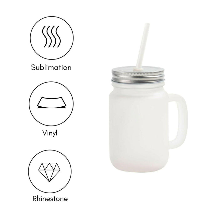 Craft Express 4 Pack 12oz Frosted Mason Jars with Straws.