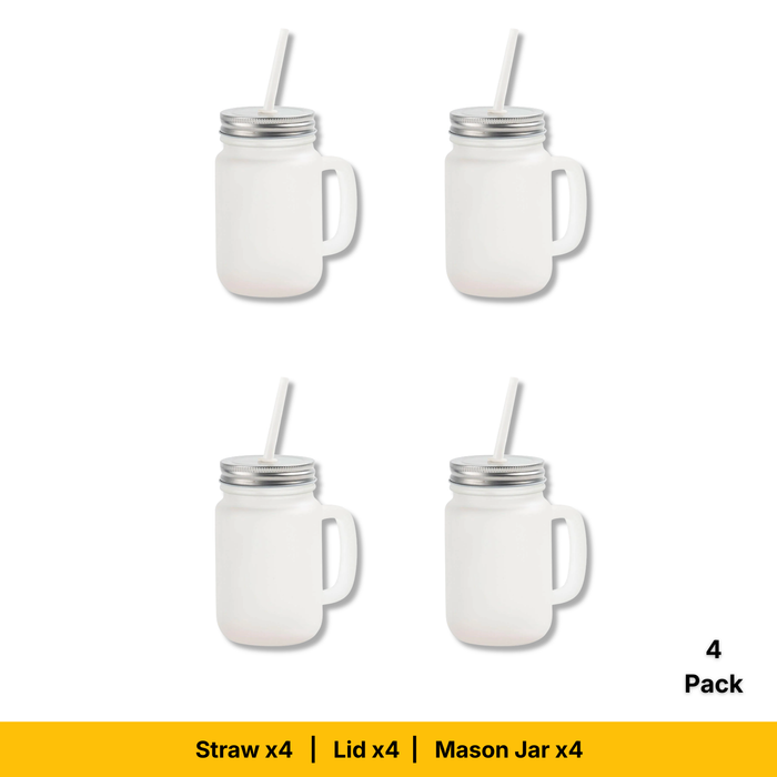 Craft Express 12oz Frosted Mason Jars with Straws