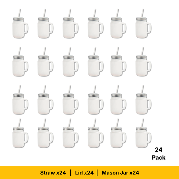 Craft Express 12oz Frosted Mason Jars with Straws