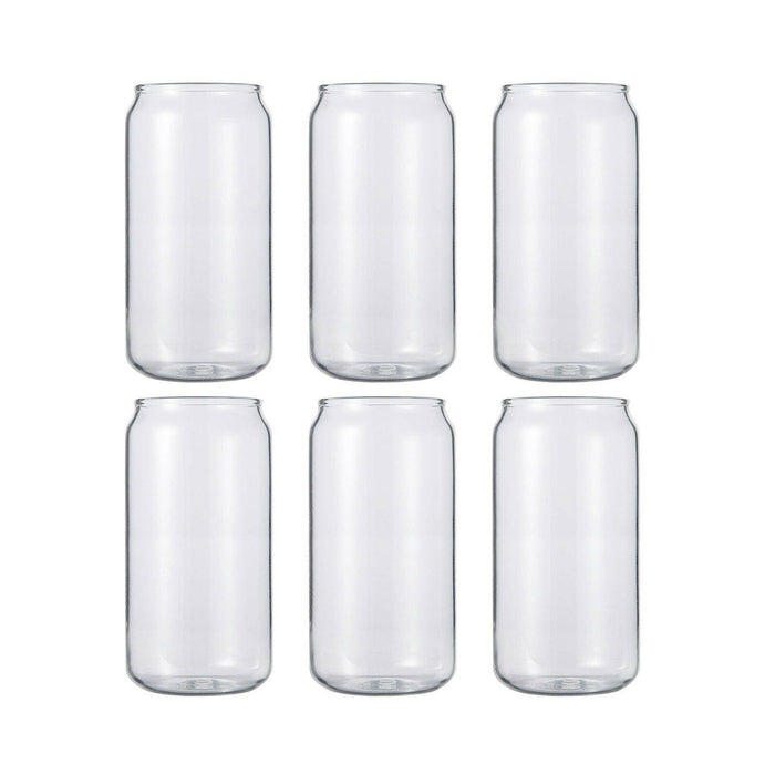 Craft Express 6 Pack 13oz Frosted Glass Cans with Bamboo Lids & Straws – Sublimation-Ready.