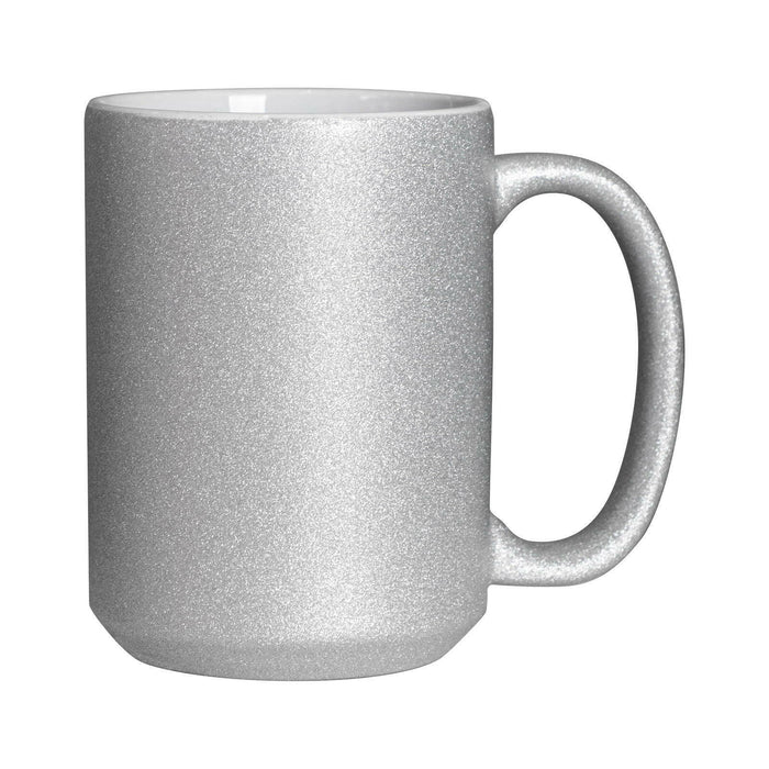 Craft Express 6 Pack 15oz Silver Glitter Sublimation Mugs.