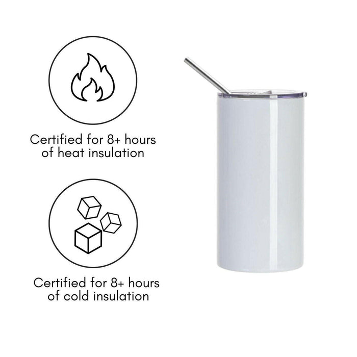 Craft Express 4 Pack 16oz Stainless Steel Skinny Sublimation Tumblers with Lids and Straws.