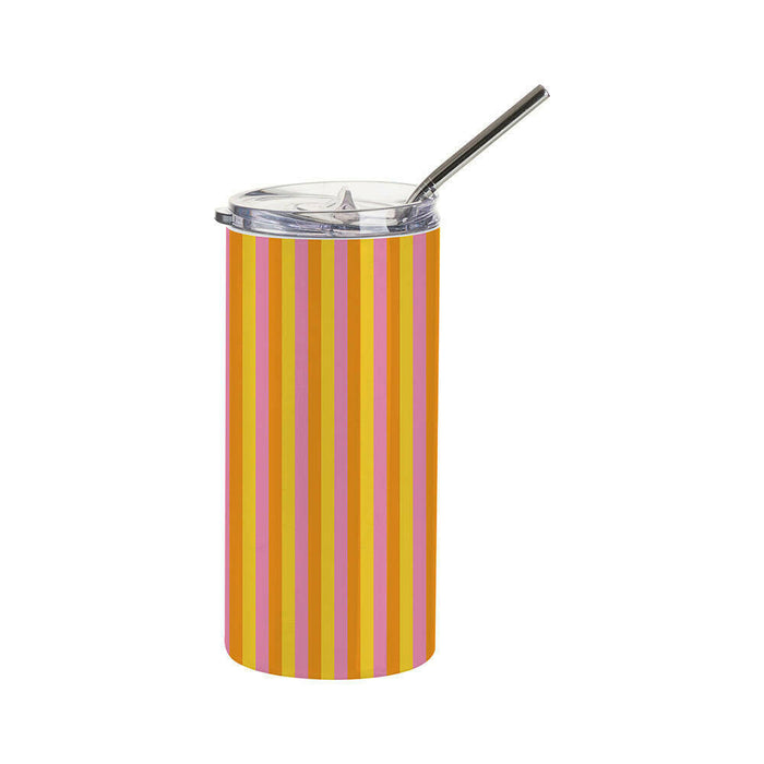 Craft Express 4 Pack 16oz Stainless Steel Skinny Sublimation Tumblers with Lids and Straws.