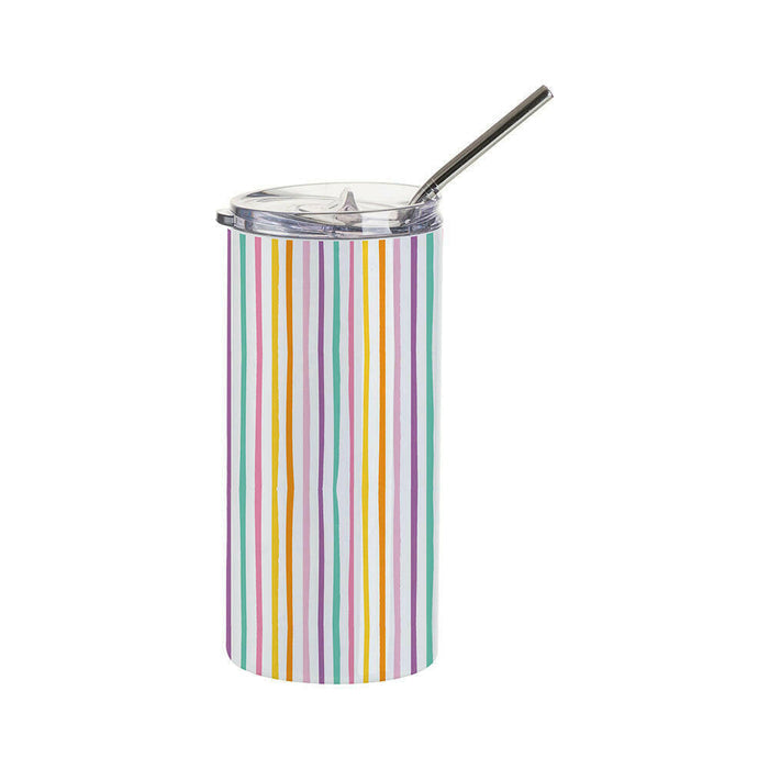 Craft Express 4 Pack 16oz Stainless Steel Skinny Sublimation Tumblers with Lids and Straws.