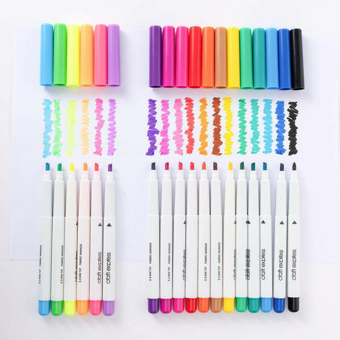Craft Express 18 Pack Joy Fabric Markers – Assorted Colors for DIY Fabric Projects.