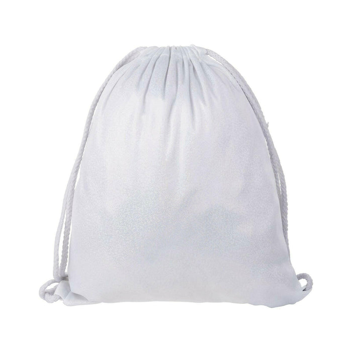 Craft Express 2 Pack Glitter Sublimation Drawstring Backpacks – 13"x16" White with Sparkle Finish.