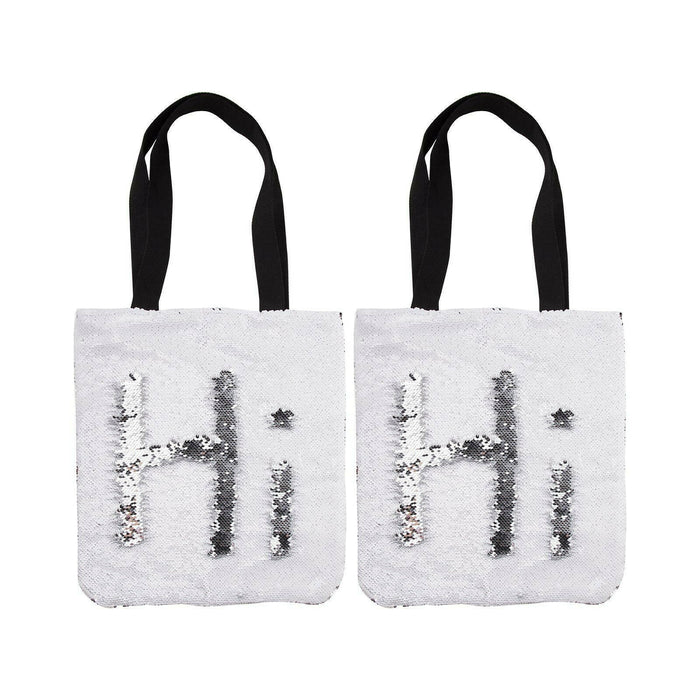 Craft Express 2 Pack Sequin Double-Layer Tote Bags – White & Silver Sublimation Blanksblimation.