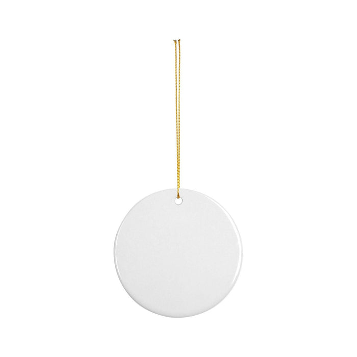 Craft Express 3" Round Double-Sided Sublimation Ceramic Ornaments – Glossy White with Strings.