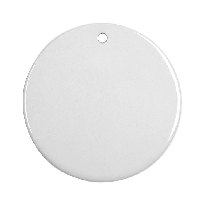 Craft Express 3" Round Double-Sided Sublimation Ceramic Ornaments – Glossy White with Strings.