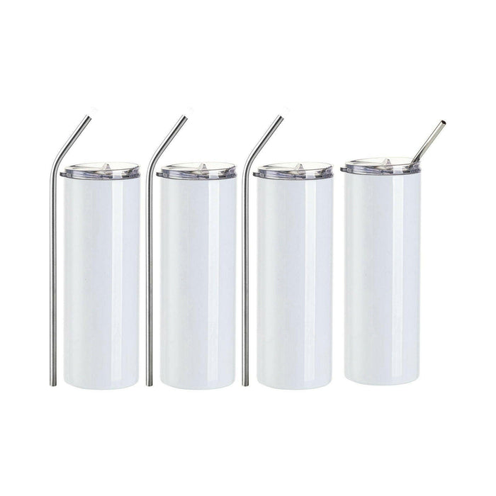 Craft Express 4 Pack 30oz Stainless Steel Skinny Sublimation Tumblers.