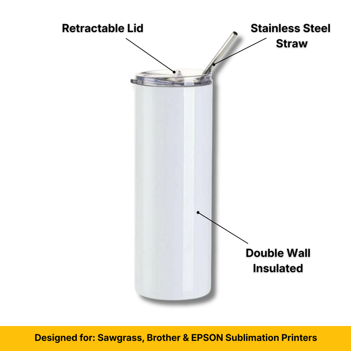 Craft Express 30oz Stainless Steel Skinny Sublimation Tumblers