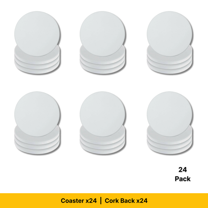 Craft Express 3.5" Round Ceramic Sublimation Coasters – Glossy White with Cork Back
