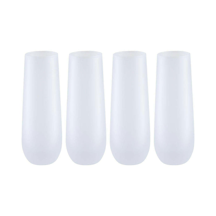 Craft Express 4 Pack 10oz Frosted Stemless Champagne Flute Glasses – Sublimation-Ready.