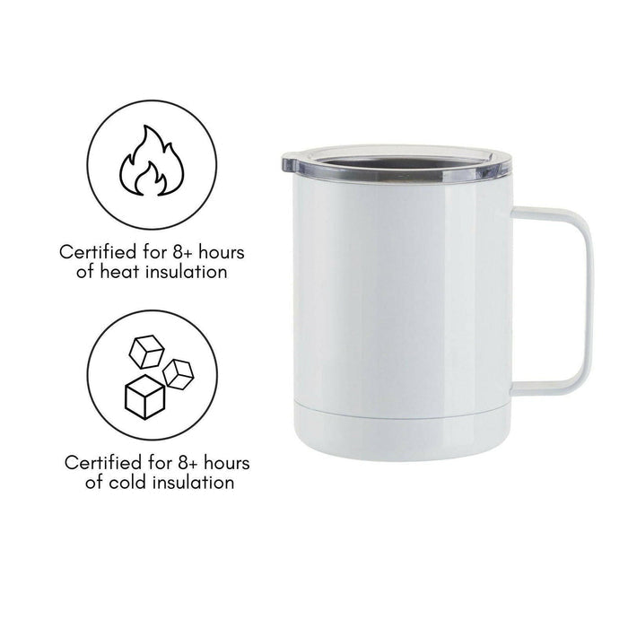 Craft Express 4 Pack 10oz Stainless Steel Coffee Cups – White Sublimation-Ready Insulated Mugs.