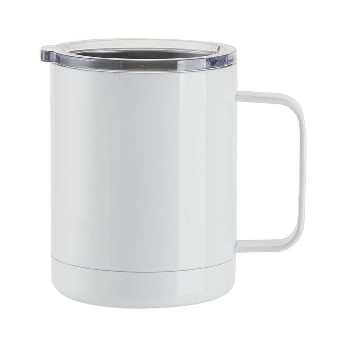 Craft Express 4 Pack 10oz Stainless Steel Coffee Cups – White Sublimation-Ready Insulated Mugs.
