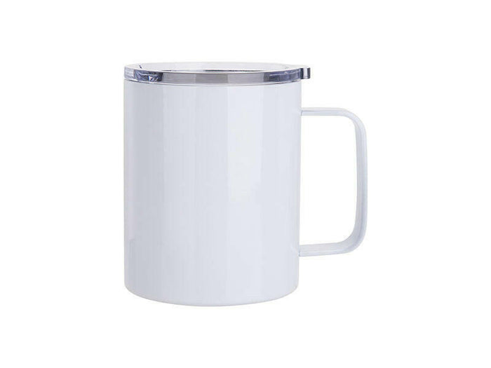 Craft Express 4 Pack 10oz Stainless Steel Coffee Cups – White Sublimation-Ready Mugs.