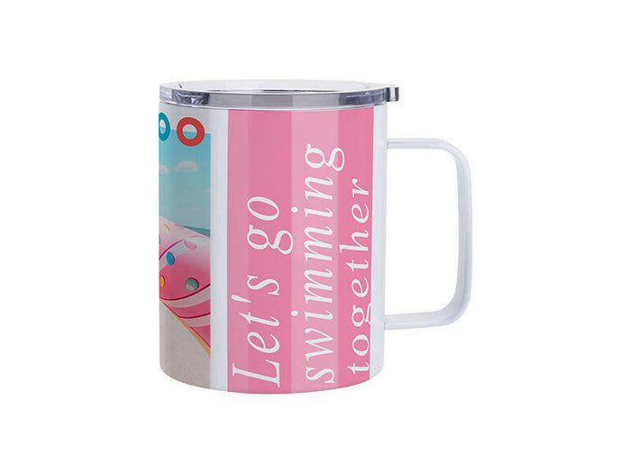 Craft Express 4 Pack 10oz Stainless Steel Coffee Cups – White Sublimation-Ready Mugs.