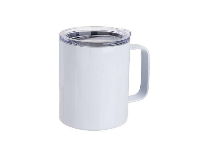 Craft Express 4 Pack 10oz Stainless Steel Coffee Cups – White Sublimation-Ready Mugs.
