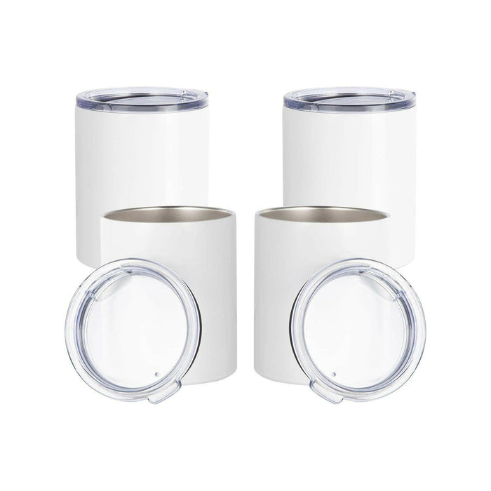 Craft Express 4 Pack 10oz Stainless Steel Sublimation Lowballs with Lids.