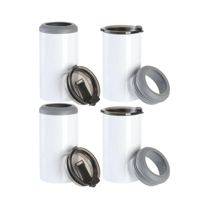 Craft Express 4 Pack 12oz 4-in-1 Stainless Steel Sublimation Can Coolers.